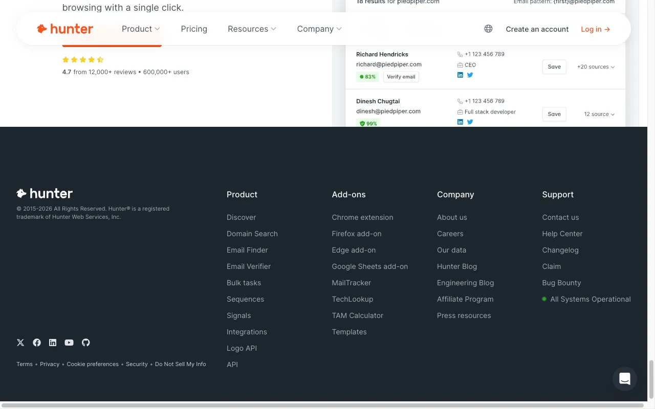 Hunter.io screenshot