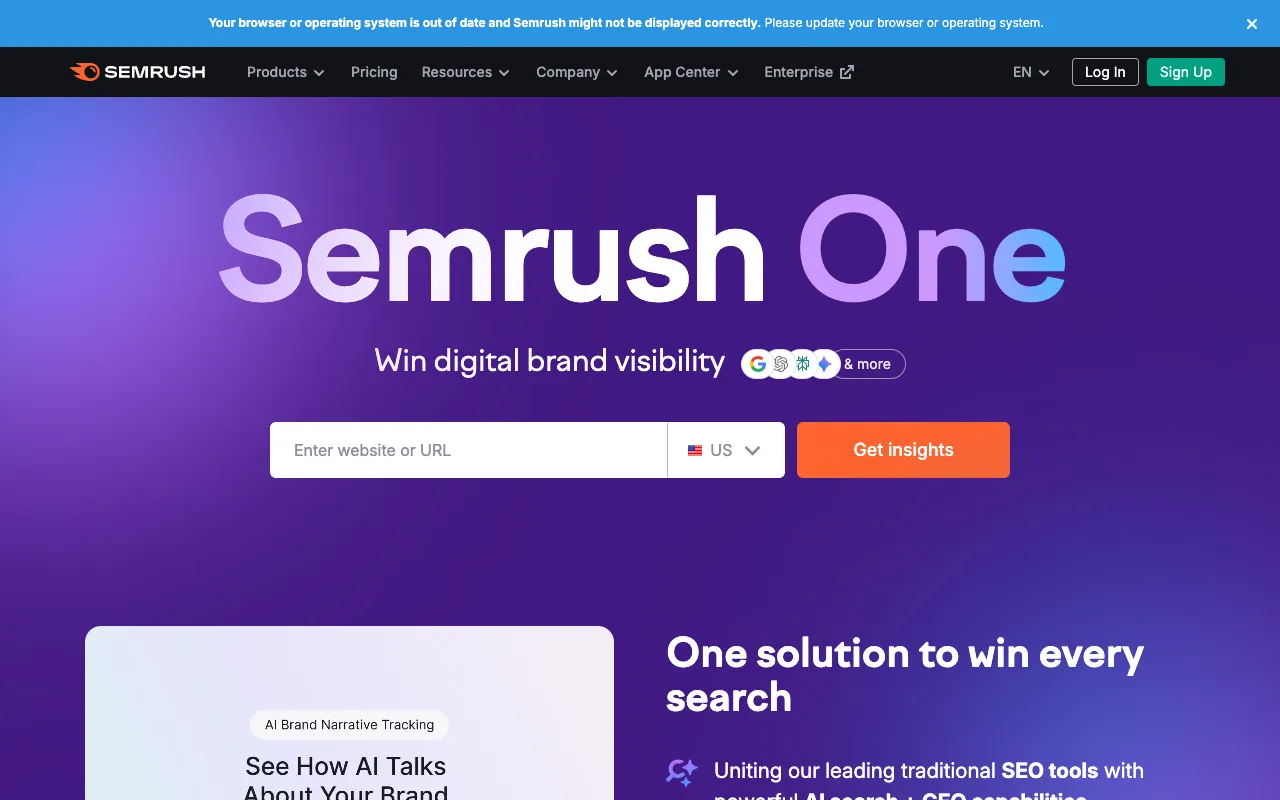 Semrush screenshot