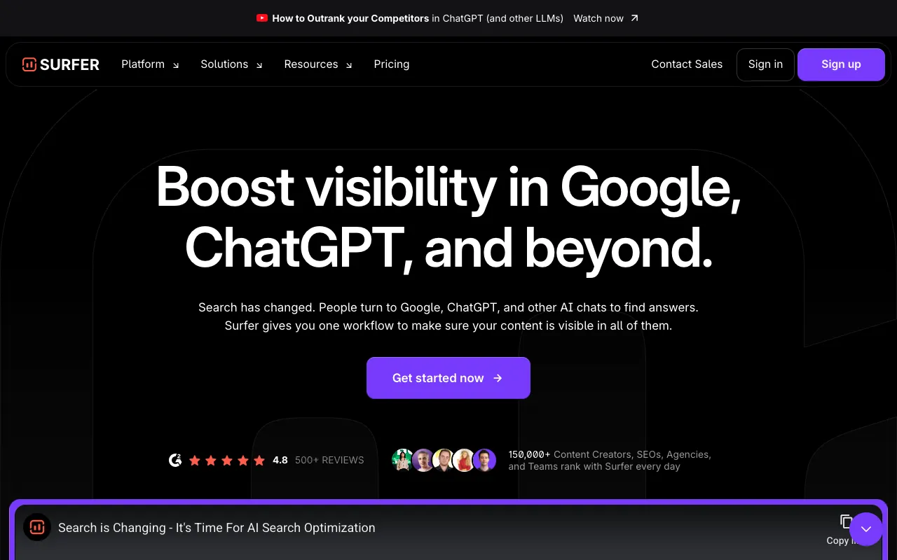 Surfer SEO screenshot